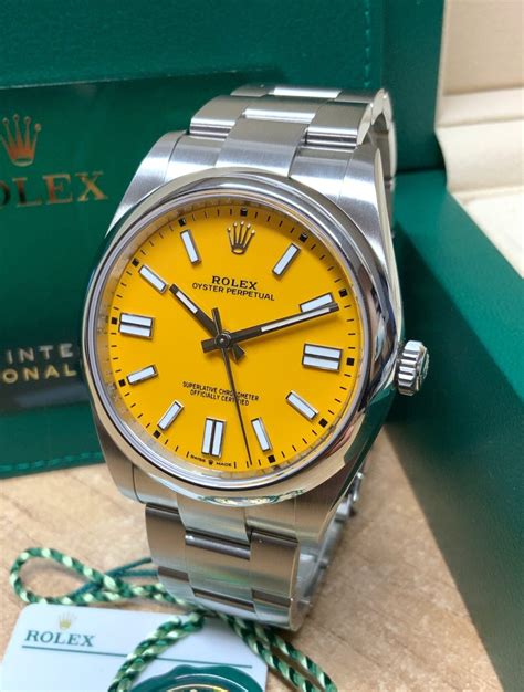 rolex yellow dial 2020|rolex oyster perpetual yellow 41.